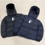 Ralph Lauren Thick Quilted Hooded Puffer Jacket, Multi‑Zip Pockets Short Winter Padded Coat Unisex, 2 Color Options