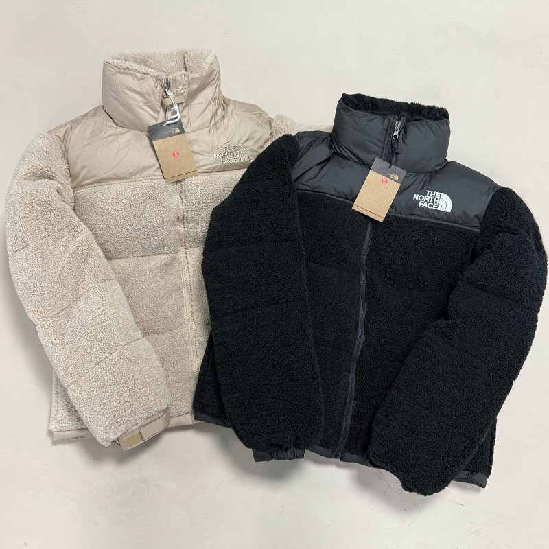 cf39c268 The North Face Sherpa Fleece Color‑Block Puffer Jacket, Stand Collar Full‑Zip Short Winter Coat Unisex, Two Color Options - Image 1